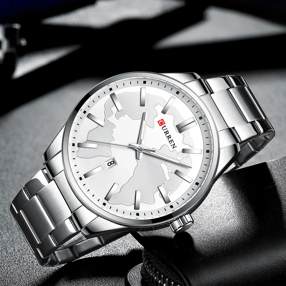 CURREN Fashion Business Watches Men Creative Design Dial Quartz Watch Stainless Steel Band Wristwatch Relogio Masculino