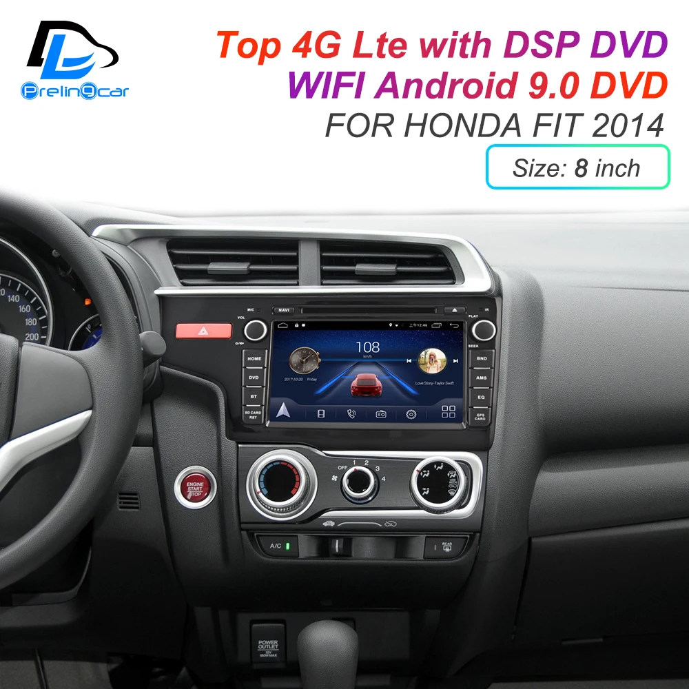 Android 9,0 DSP 4G Lte мультимедийный dvd-плеер для Honda Fit лет подголовник монитор Радио Стерео навигационная система