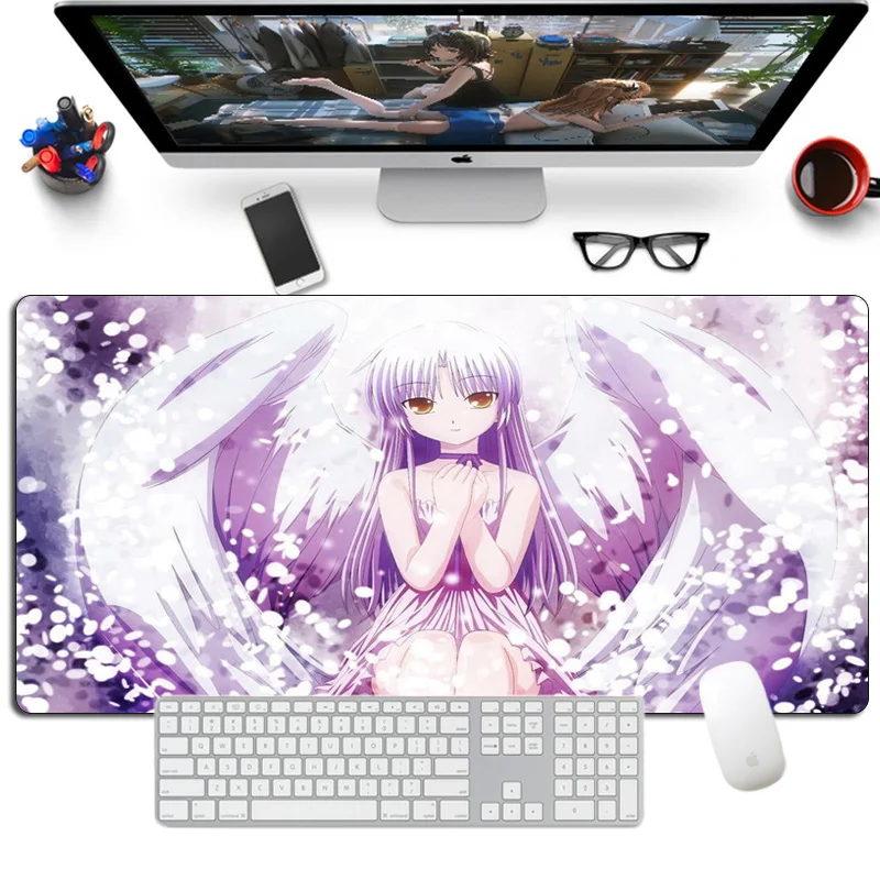 Большой коврик для мыши в японском стиле с ангелом 60x30 см Otaku XL игровой