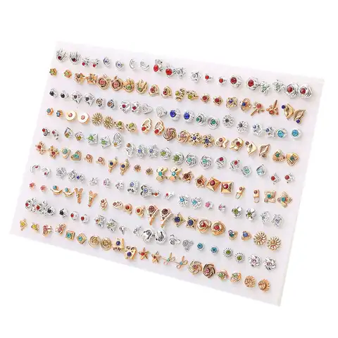 Colorful Fruit Flower Heart Star Crystal Stud Earrings Set Women Girls Small Plastic Geometric Crown Earrings Jewelry
