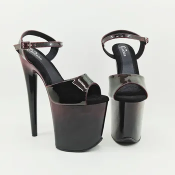 

Leecabe Black with RED style high heel sandals 20cm sexy model shoes pole dancing shoes
