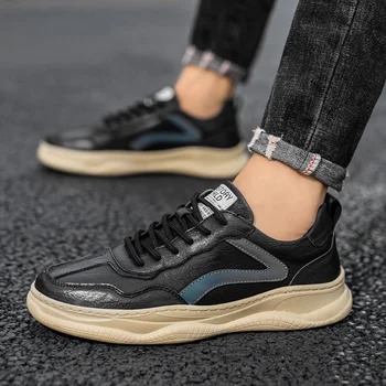 

2020 Autumn Casual Men Sneakers Lace Up Men Walking Footwear Comfortable Leather Shoes Mens Anti Slip Flats Shoes For Men