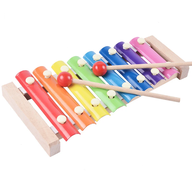 

M-WS Eco-friendly Educational Wood Baby Toys Baby 8-Note Wooden Xylophone Early Learning Musical Toys With Cube Color Learn