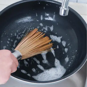 

3pcs Comfortable wooden handle + bamboo wire Brush Strong Decontamination Dishwashing Brush Kitchen Cleaning Tool