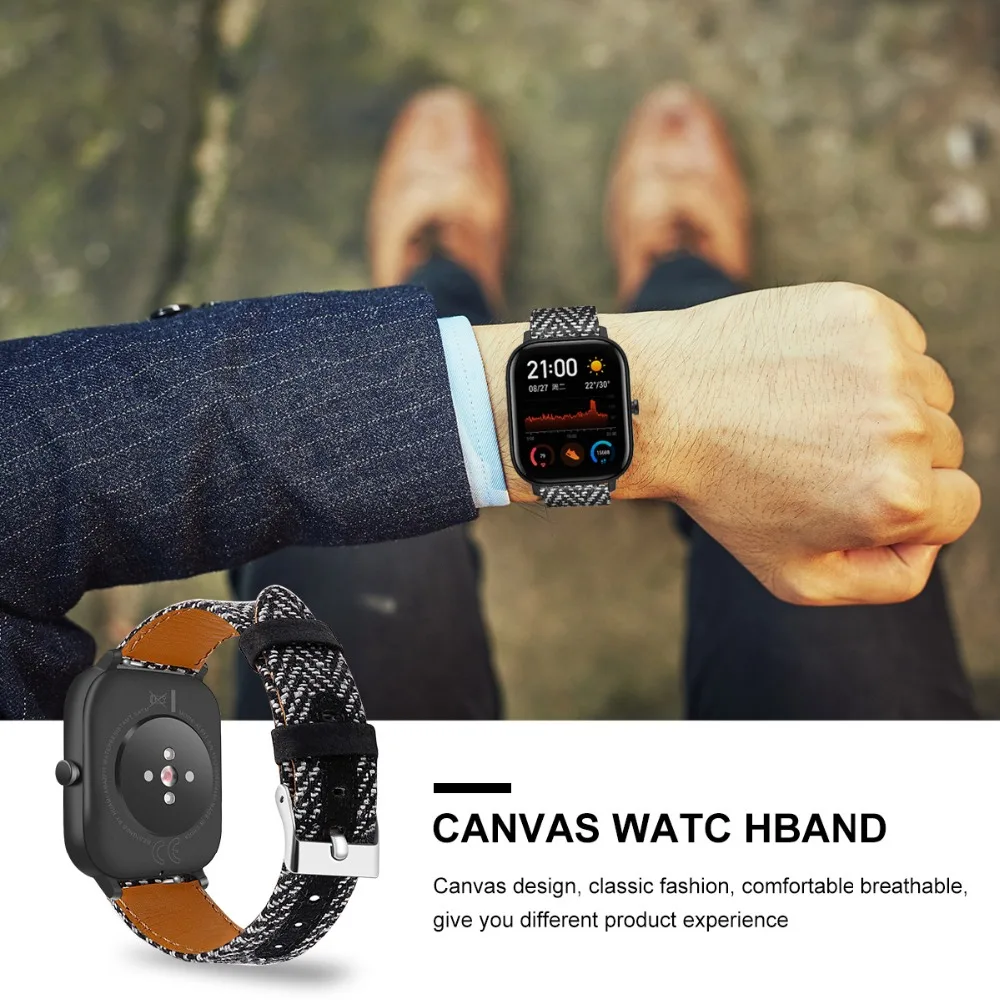 20 мм 22 мм холщовый ремешок для часов Huami Amazfit GTS нейлоновый быстросъемный ремешок браслет для Amazfit GTR 42 мм 47 мм Amazfit BIP полосы