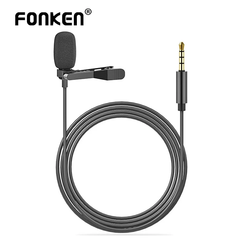 wireless mic FONKEN 3.5mm Mini Microphone With Tie Clips Collar Speaking Singing Micro Phone Live Broadcast Lecture Microphone For Smartphone wireless mic