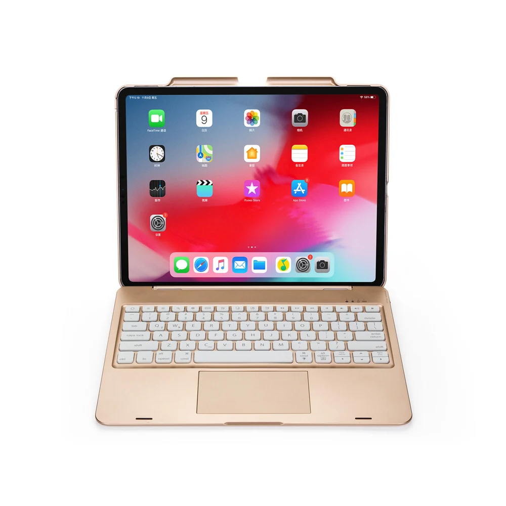 Для iPad Pro 12,9 Беспроводная подсветка Bluetooth русский/испанский/иврит трекпад для клавиатуры чехол крышка Встроенный карандаш держатель