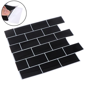 

3D Mosaic Wall Decal Sticker DIY Kitchen Bathroom Home Decor Self Adhesive Peel and stick Black Subway Tile Backsplash