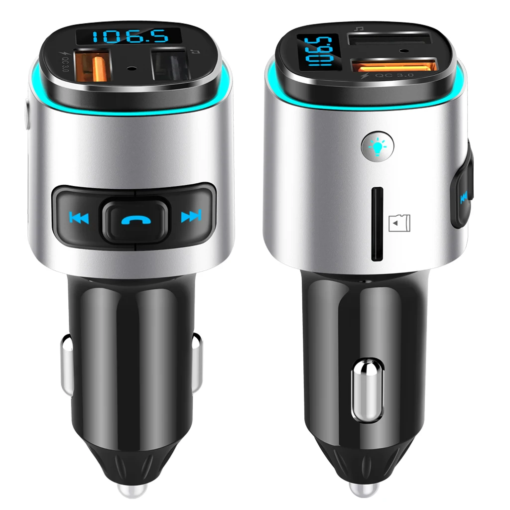 Universal Car Kit Handsfree Wireless BT4.2 FM Transmitter Audio MP3 Player USB Charger QC3.0 For Car Truck RV Boat Yacht Etc 