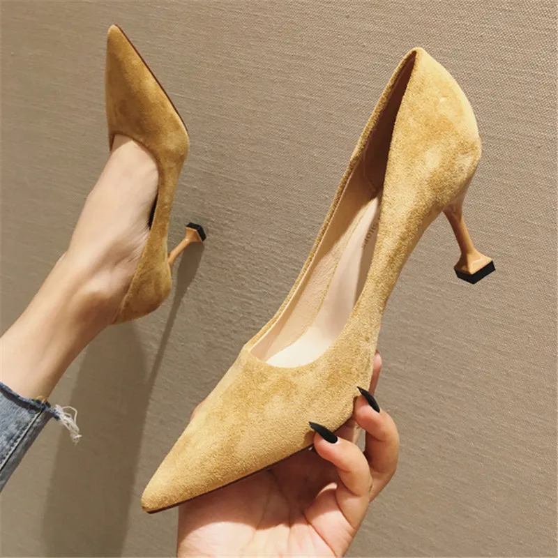

High-heeled shoes women's fine with 2019 spring and autumn new wild ins fairy network red French girls small high-heeled soft sh