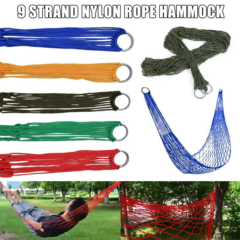 9 Strands Nylon Rope Hammock Portable Camping Mesh Swing Outdoor Supplies LT88 | Спорт и развлечения