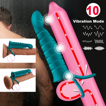 FLXUR Double Penetration Dildo Vibrator Strap On Penis Anal Butt Plug Vibrator for Men Wireless Remote Adult Sex Toy For Couples 3