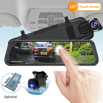 

Deelife 10'' Car Dash Cam Mirror DVR Camera Full HD 1080P Dual Cameras Auto Video Recorder Stream Media Rearview Mirror