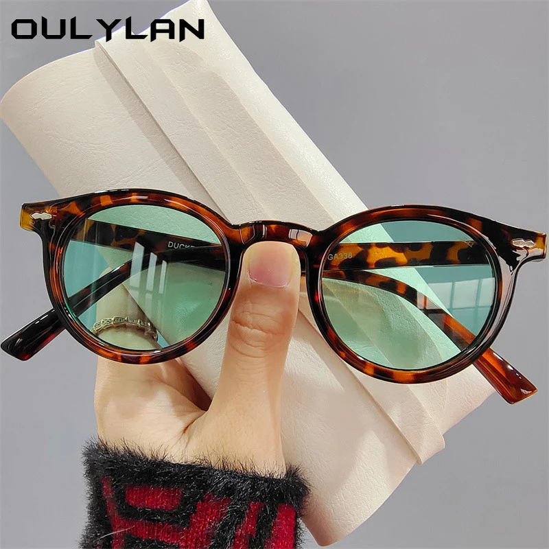 

Солнцезащитные очки Oulylan круглые для мужчин и женщин, Классические брендовые дизайнерские солнечные очки в маленькой оправе, черные, желтые, зеленые, для вождения, с защитой от ультрафиолета, 2022