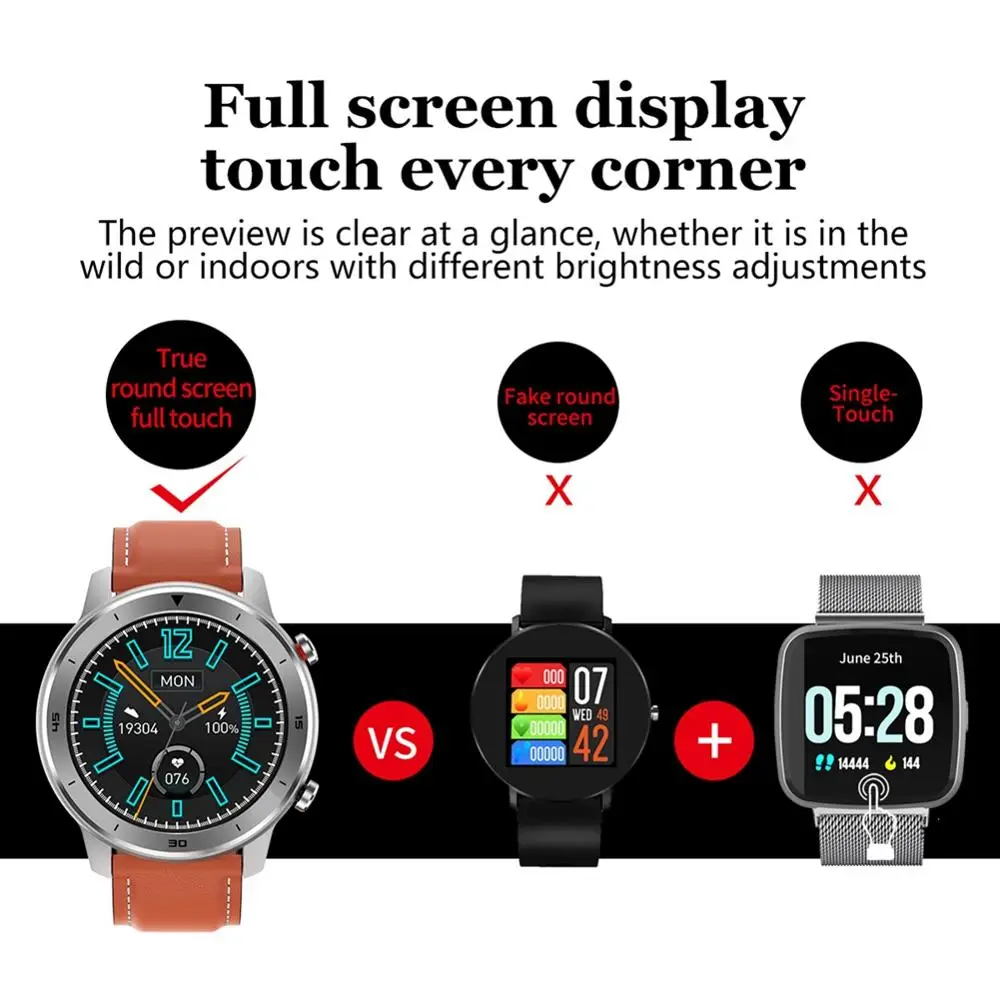 LEMFO Смарт часы IP68 Водонепроницаемый для мужчин полный круглый сенсорный сердечный ритм кровяное давление фитнес трекер спортивные часы для huawei Android