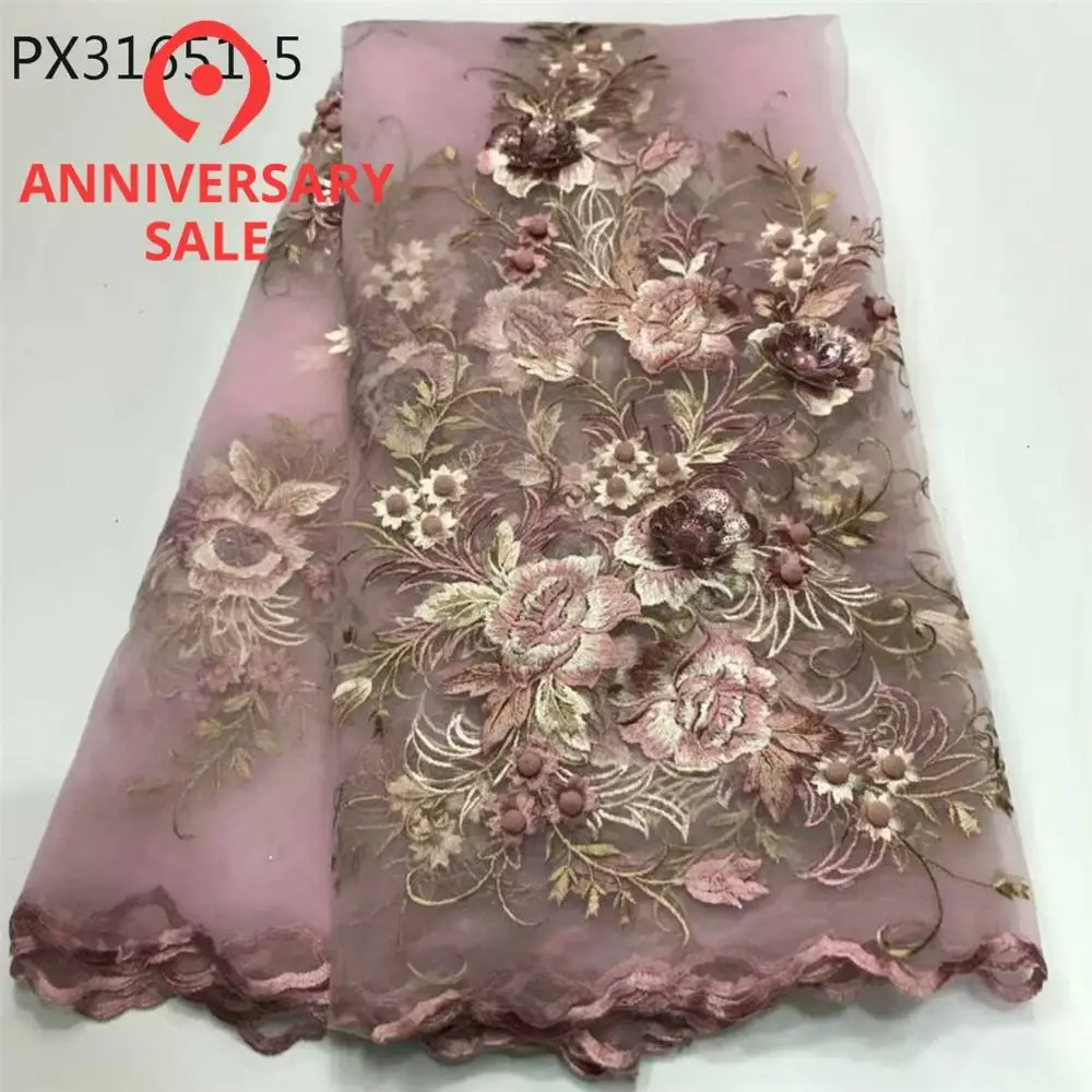 Итальянская мода стиль розовый цвет полиэстер Материал и 51/52 дюйма Ширина химических кружевное с вышивкой 3D кружевная
