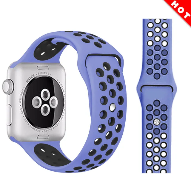Новинка, браслет для Apple Watch 4, 5, 3, 2, 1, 42 мм, 38 мм, 40 мм, 44 мм, 36 цветов, силиконовый ремешок для iwatch sports series 5, 4 - Цвет ремешка: 35XDLPH