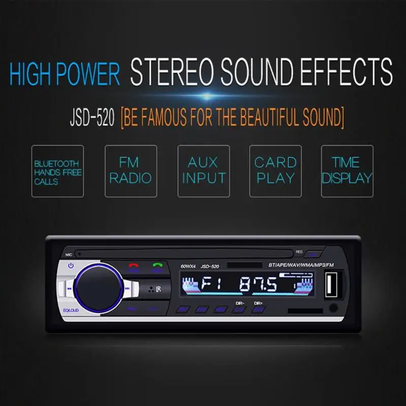Автомобильный стерео в тире Bluetooth MP3 плеер Aux вход USB FM радио приемник ответ/Вызов Bluetooth воспроизведение музыки короткое шасси