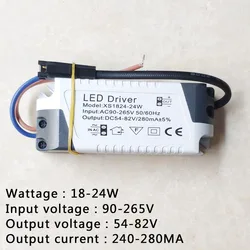 Universal LED Power Supply Unit - 300mA 3W to 50W Lighting Transformer, AC85 - 265V (18 - 24W)