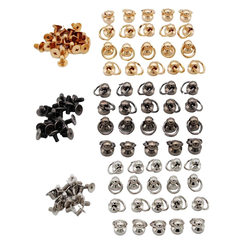 20 Pieces Brass Rivet Studs Screw Back Round Head O Ring Leather Craft Punk Spot