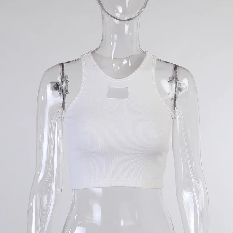 BOOFEENAA Sexy Hollow Out Ribbed Cropped Tank Tops Summer 2021 Athleisure Fashion White Crop Top Women Club Wear C76-AF10 5