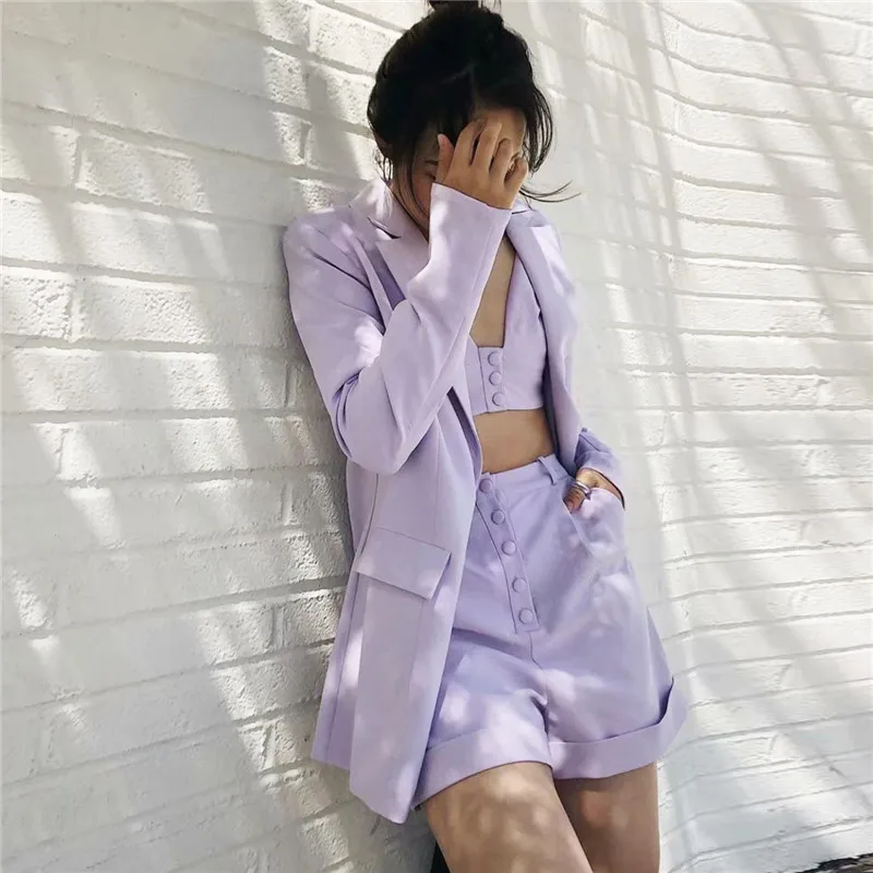 

2020 New Autumn Sexy Fashion Three-piece Suit Solid Color Long-sleeved Lapel Suit Jacket With Pants Stand-alone Selling