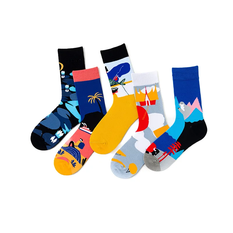 Носки в стиле хип-хоп для женщин; хлопковые носки до колена с принтом граффити; высококачественные дышащие носки унисекс в стиле Харадзюку