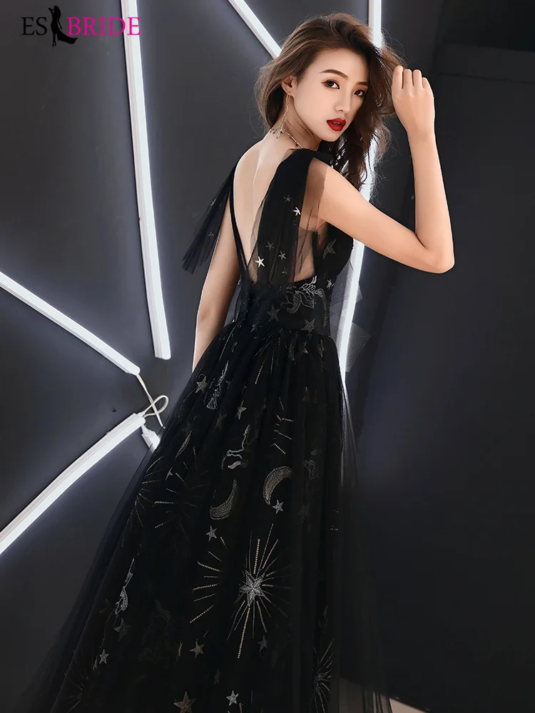 Тюлевые кружевные вечерние платья, Длинные Вечерние Платья vestidos de fiesta de noche largos elegantes nuevo, торжественное платье для женщин ES2816
