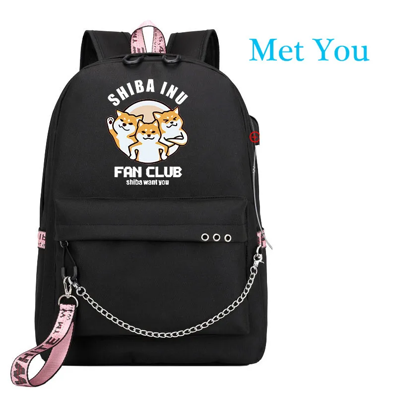 Style 5 Милый shiba Inu Doge собака корги USB рюкзак школьный книги студенческие сумки вентиляторы дорожные сумки для ноутбука рюкзак с цепочкой наушники с USB Порты и разъёмы - Цвет: Style 5
