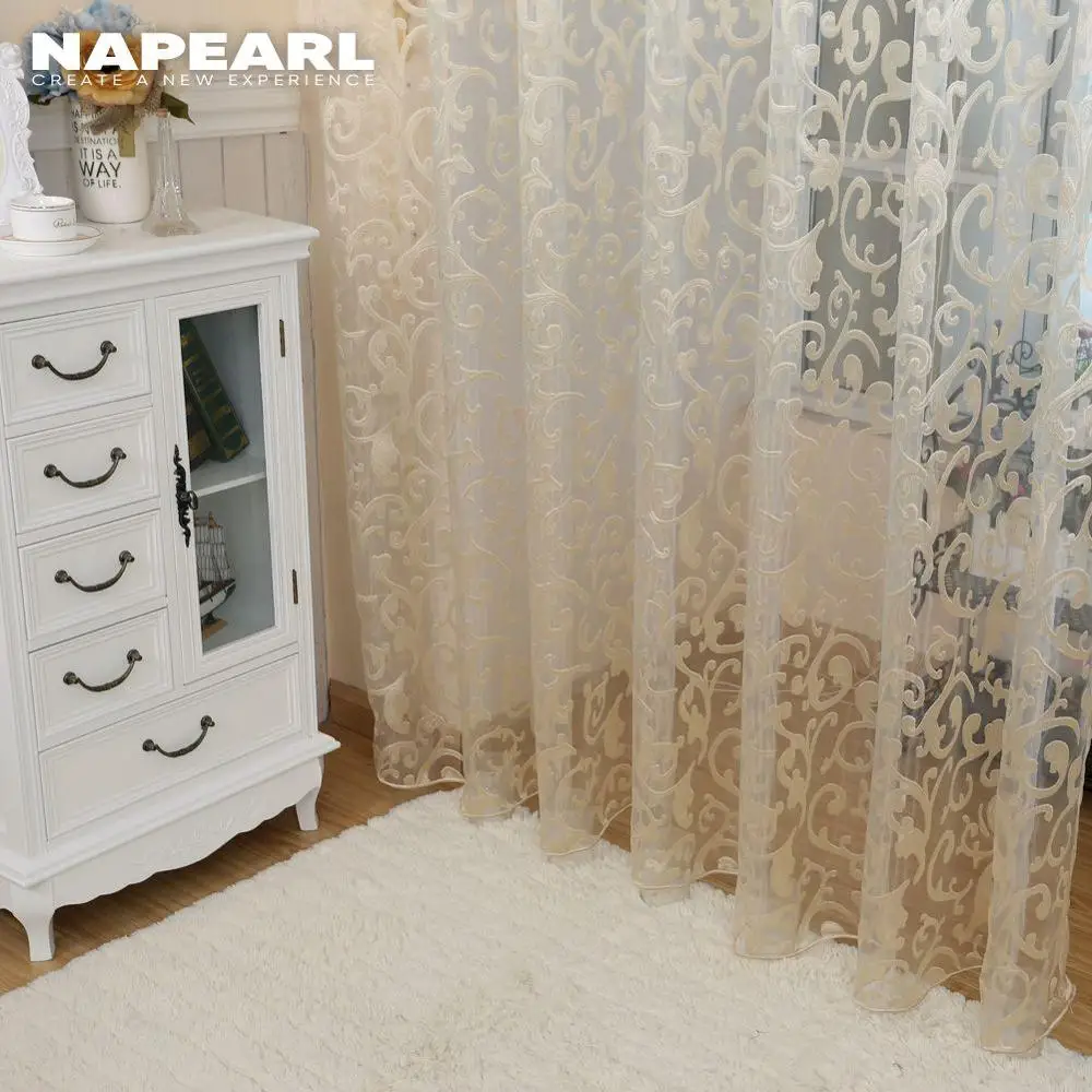 Тюль NAPEARL жаккардовый в европейском стиле занавески с дизайном листьев тканевые