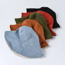 Зимняя портативная замшевая Рыбацкая шапка для женщин и мужчин, одноцветная Толстая теплая шапка-ведро