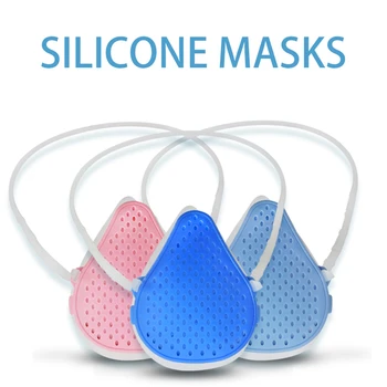 

Reusable Washable Food Grade Silicone Pollution PM2.5 Air Purifier Fashion Half KN95 N95 Face Mask for Germs All