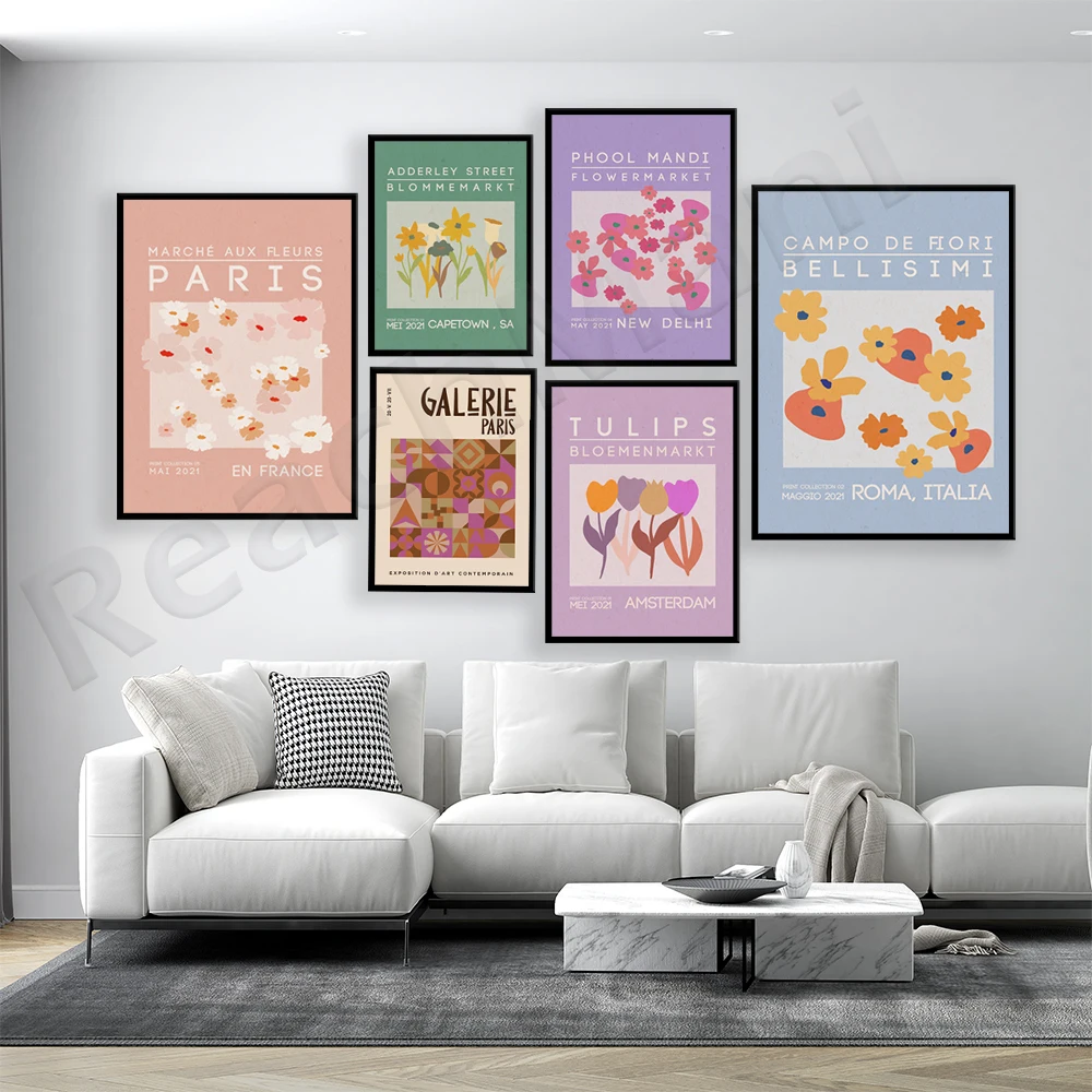 

Amsterdam, Paris, New Delhi Rome, Adderley Street, Phool Mandi Indian Flower Market, Paris Decor Graphic Design Poster