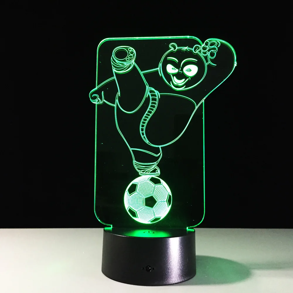 Usb-лампа и рисунком «кунг-фу Панда светодиодный Ночной светильник 7 цветов Изменение мигающий сенсорный Сенсор Управление Голливуд Футбол панды Настольный светильник 2855