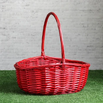 

Basket "Basket", with handle, 38 × 30 × 16/12/39 cm, red, vine 3976175