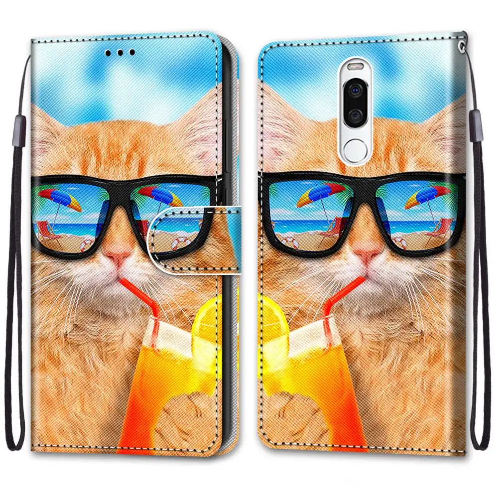 Case For Meizu X8 Flip Case Leather Anime Cat Cute Print Wallet Cover For Meizu X8 X 8 Phone Cover Bag Book Capa With Hand Strap best meizu phone case Cases For Meizu