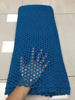 

African royal blue Guipure Lace Fabric 2020 High Quality Nigerian Cord Lace Fabrics Water Soluble Lace For Wedding Sewing