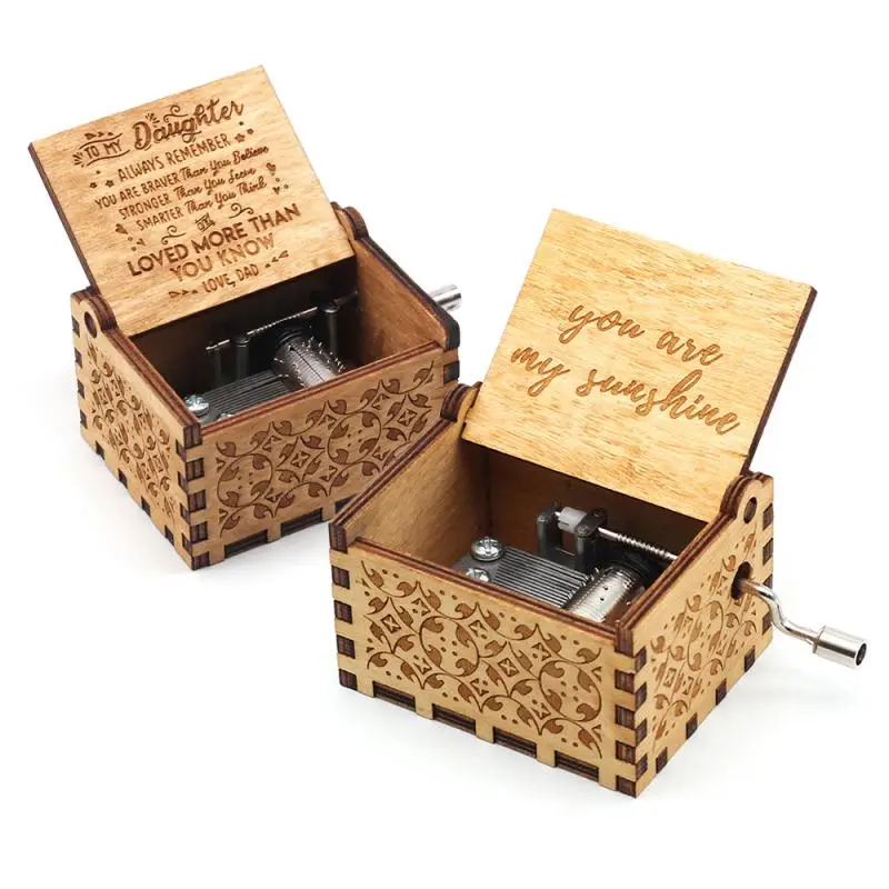 

Antique Carved Wooden Engraved Music Box Hand-Cranked Music Box Theme Musica A Birthday Present Party Anonymity Decoration