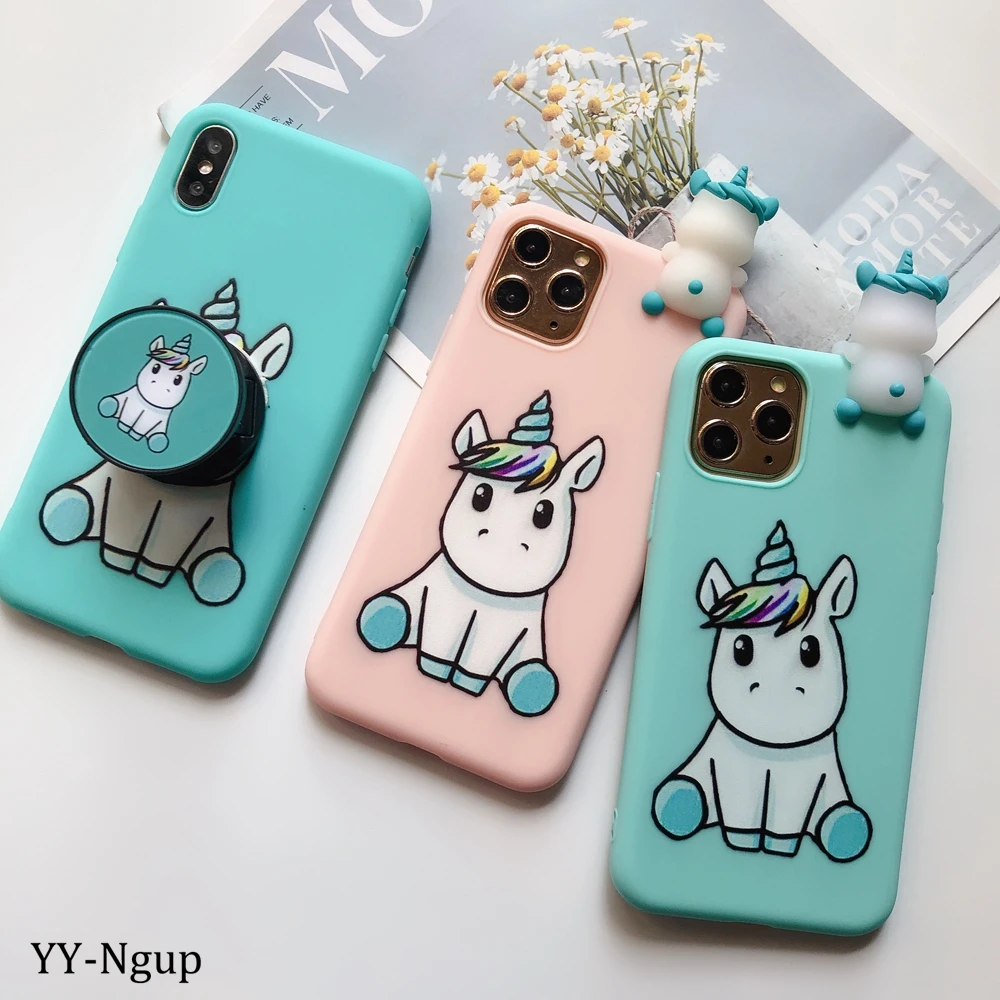 Чехол для Huawei Y5 Y6 Y7 чехол Y9 Prime 2019 3D держатель телефона с единорогом 2018 женские