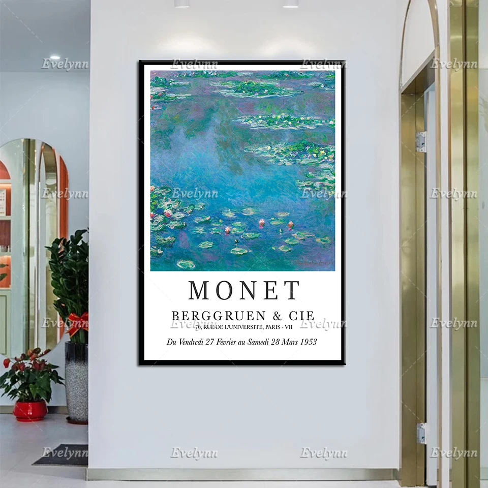 Claude Monet Water Blindes, Galleria Exhibition Poster, Arte Moderna, Monet Print - Art Poster Canvas -Home Decor Wall Art Gift