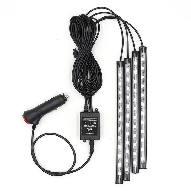 Светодиодный фонарь для ног автомобиля, окружающие огни, DC12V USB, беспроводной музыкальный контроль, красочный RGB Автомобильный интерьер, декоративные атмосферные огни - Испускаемый цвет: 48LED Cigarette