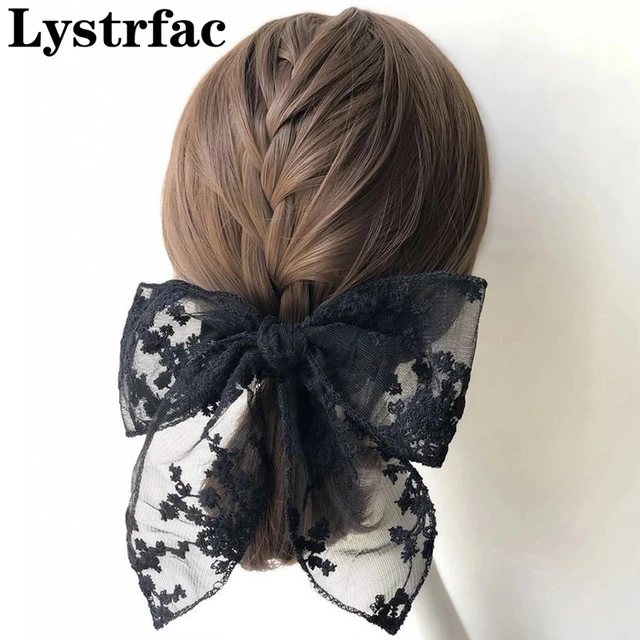 Lystrfac 2022 New Black White Yarn Bow Hair Clip for Women Girls Spring  Clip Back Head Hairpin Fashion Hair Accessories