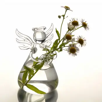 

New Transparent Glass Angel Shape Flower Plant Hanging Vase Home Office Vase Decoration