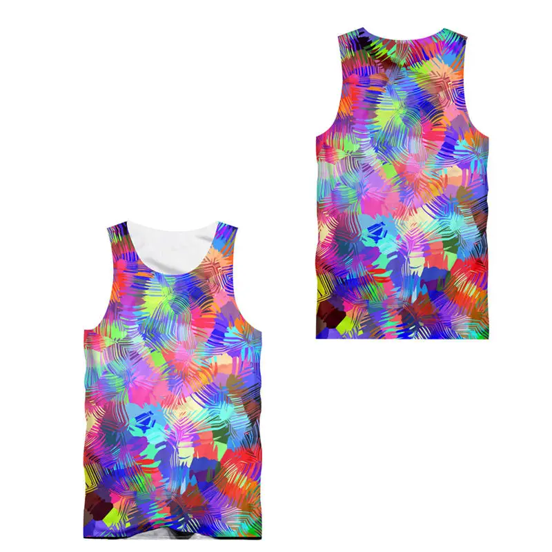 3d Tank tops Цветной флуоресцентный матовый жилет с цветочным принтом 3D мужская майка без рукавов летняя повседневная майка для фитнеса и бега забавная парная майка 7XL - Цвет: 3d Tank tops