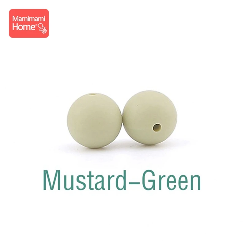Mustard Green Mamihome 100 шт 12 мм Силиконовые Бусины, прорезыватель DIY цепочка для прорезывания зубов крошечные стержни пищевой силиконовый Прорезыватель Детские товары игрушка - Цвет: Mustard Green