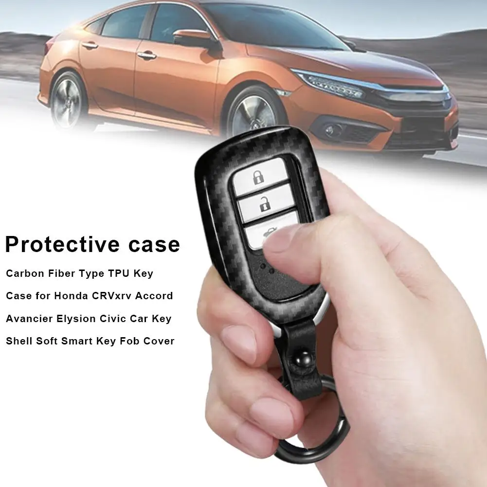 Чехол для ключей CoveCarbon Fiber TPU для Honda CRVxrv Accord Avancier Elysion Civic, мягкий умный чехол для ключей