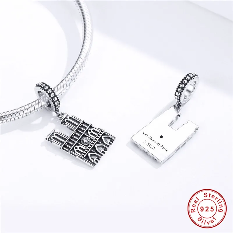 Браслет Pandora,, 925 пробы, серебряный, Европейский, древний, подвески в виде замка, S925, стенные бусины для изготовления ювелирных изделий