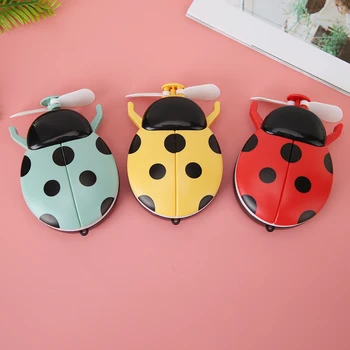 

Cartoon Ladybird Folding Fan 5W USB Rechargeable Makeup Mirror with LED Light Summer Cooler for Outdoor Travel Office