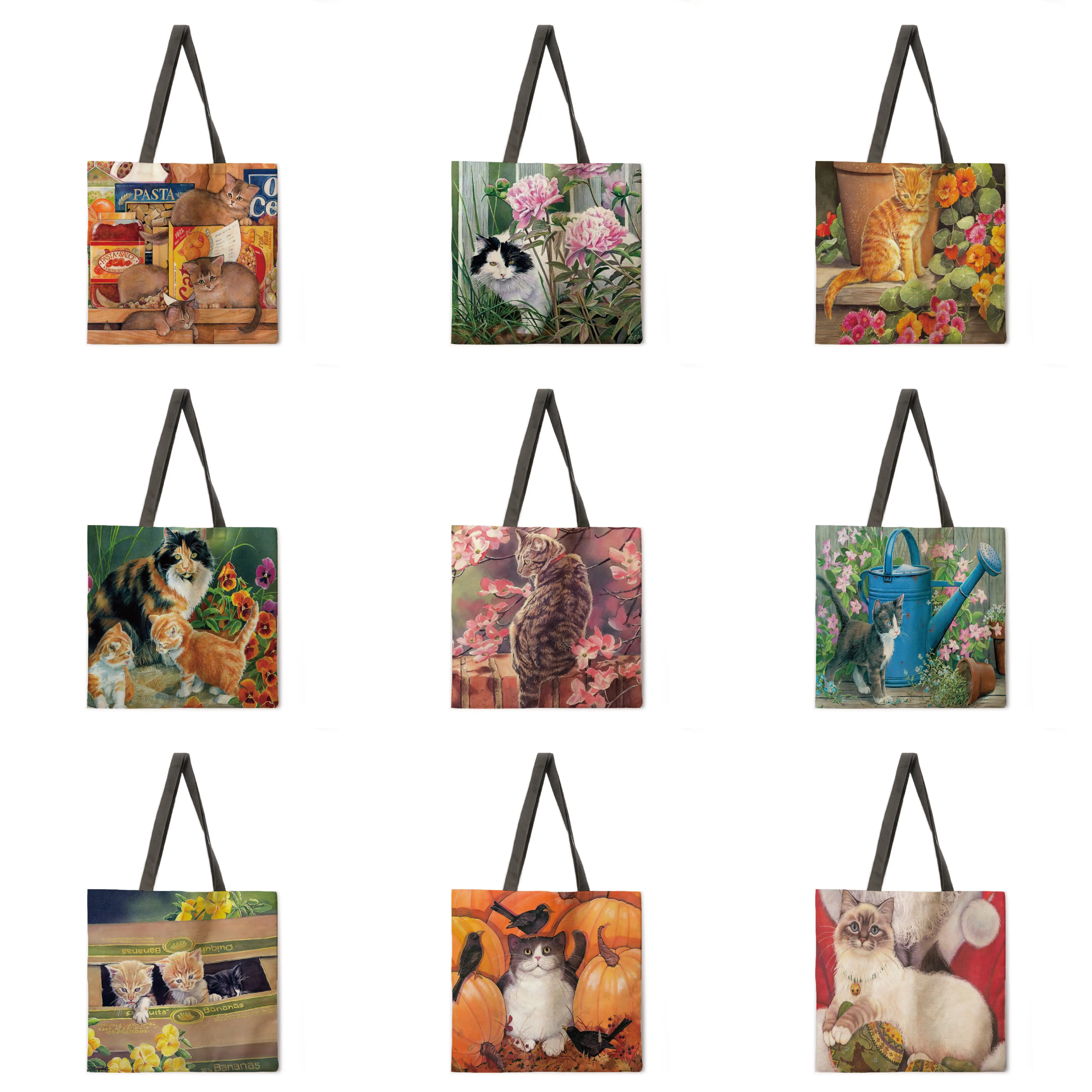 

Кошки и цветочные дамы, дамские сумочки, женская сумка через плечо, пляжные сумки, модные сумки для покупок