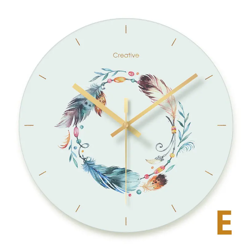 Wall Clock Nordic Household Mute Living Room Bedroom Minimalist Modern Decorative Wall Watch 14 Inch Quartz Round Clocks - Цвет: 3034